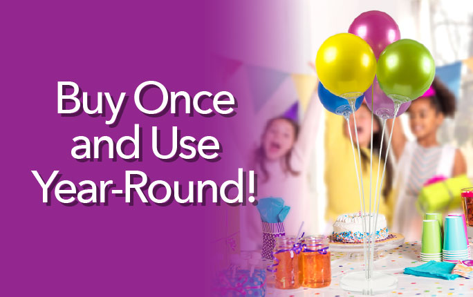 Reusable Tabletop Balloons as a decorative centerpiece for a party. Buy once and use year-round!